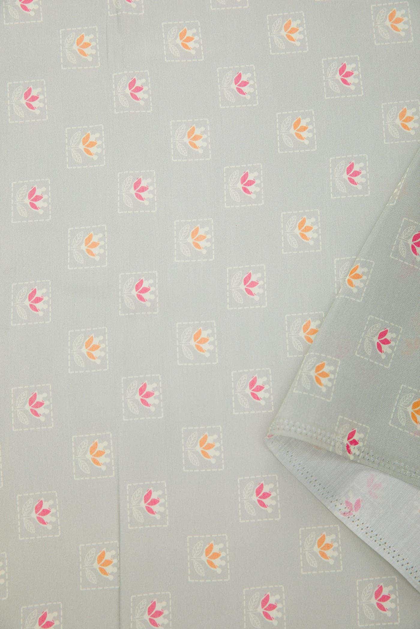 Grey Chanderi Silk Dress Material