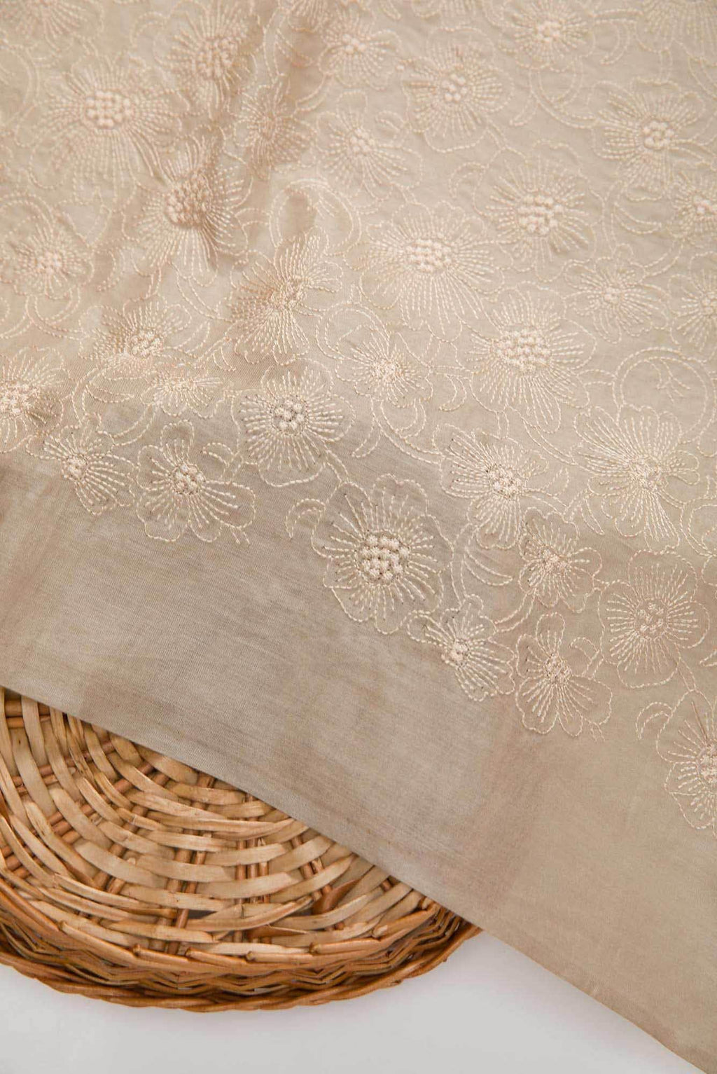 Beige Tussar Silk Dress Material