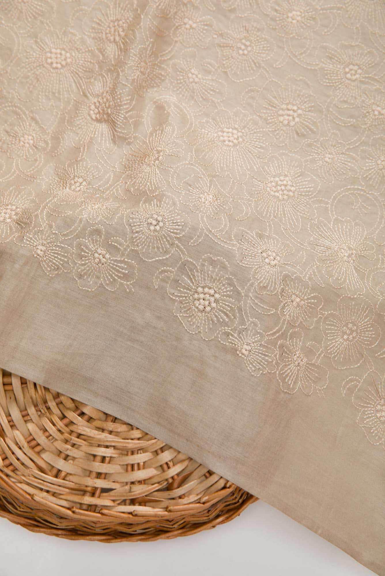 Beige Tussar Silk Dress Material