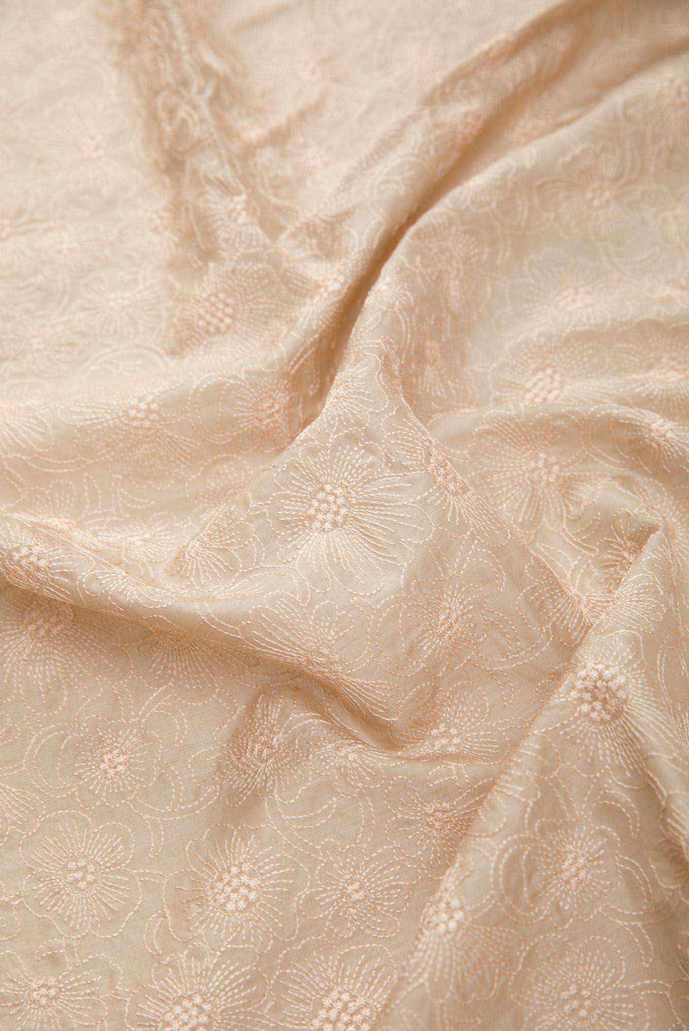 Beige Tussar Silk Dress Material