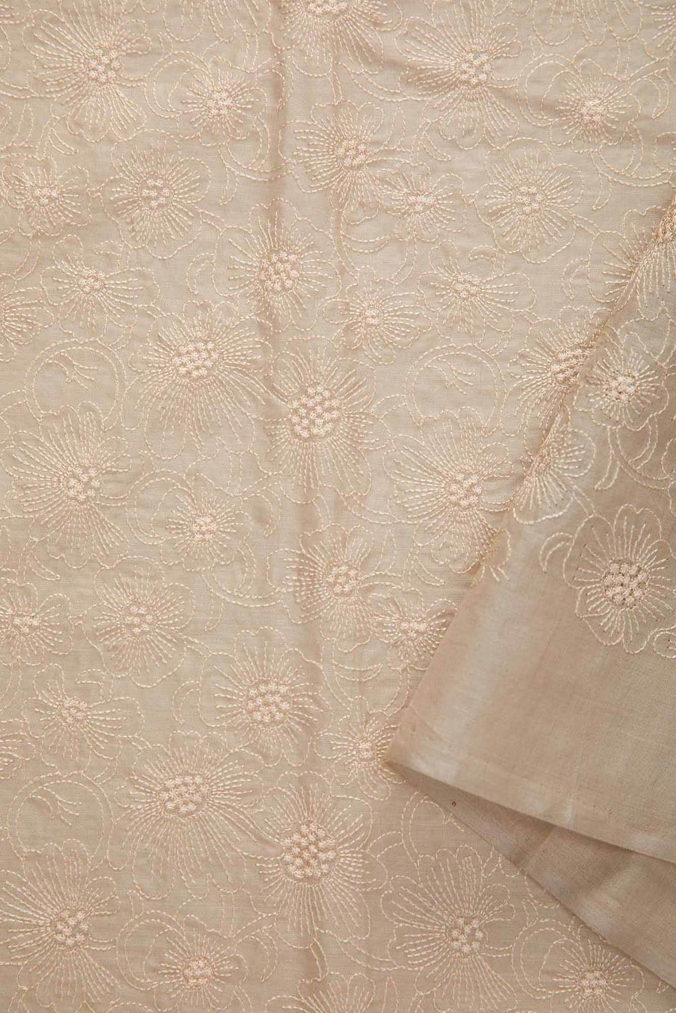 Beige Tussar Silk Dress Material