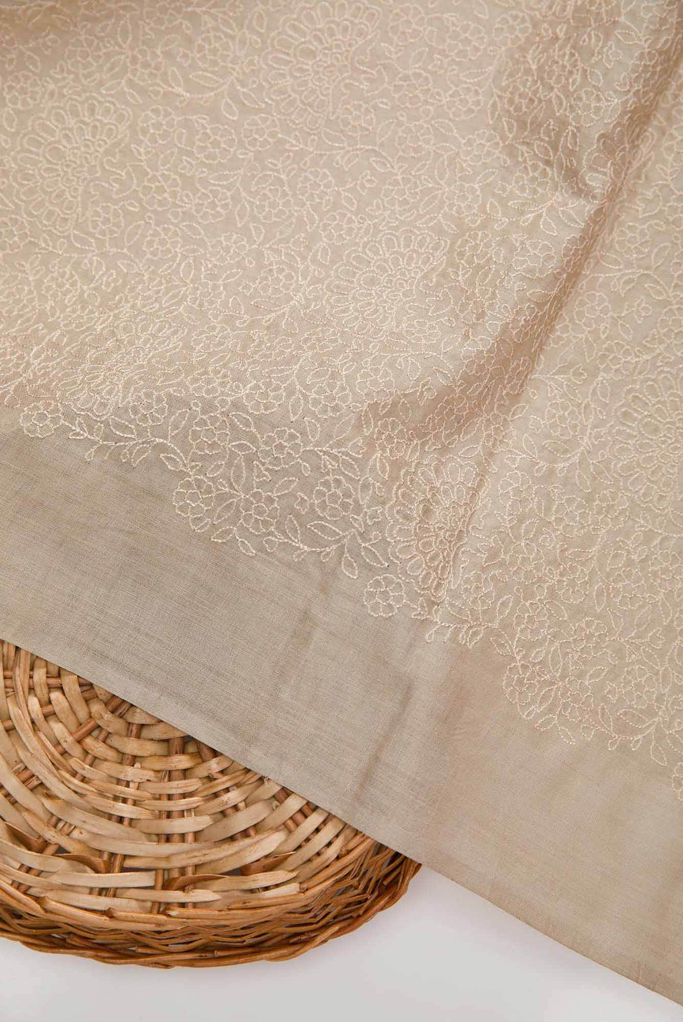 Beige Tussar Silk Dress Material