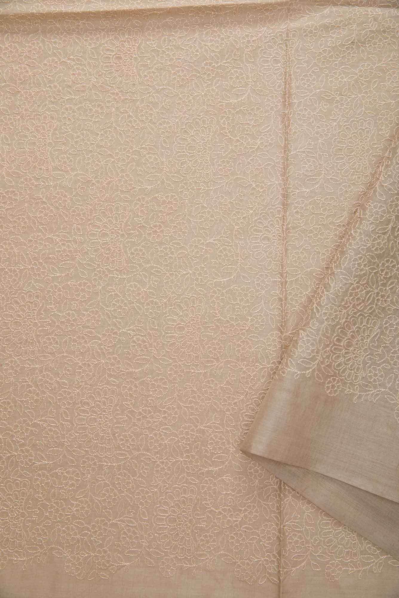 Beige Tussar Silk Dress Material