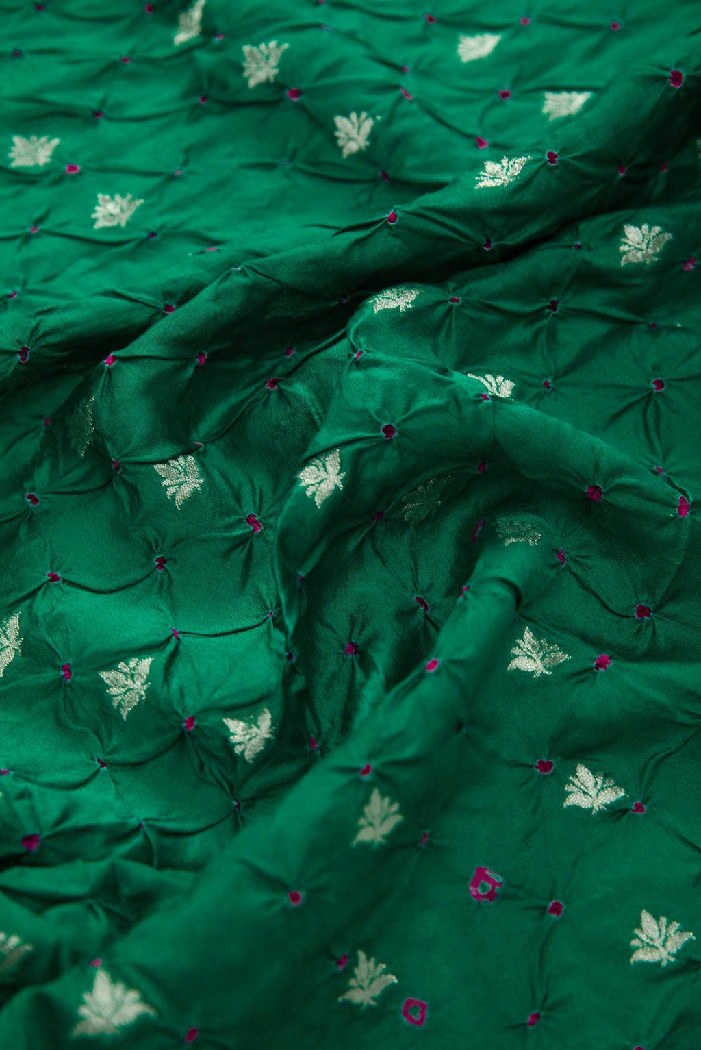 Green Bandhani Silk Dress Material