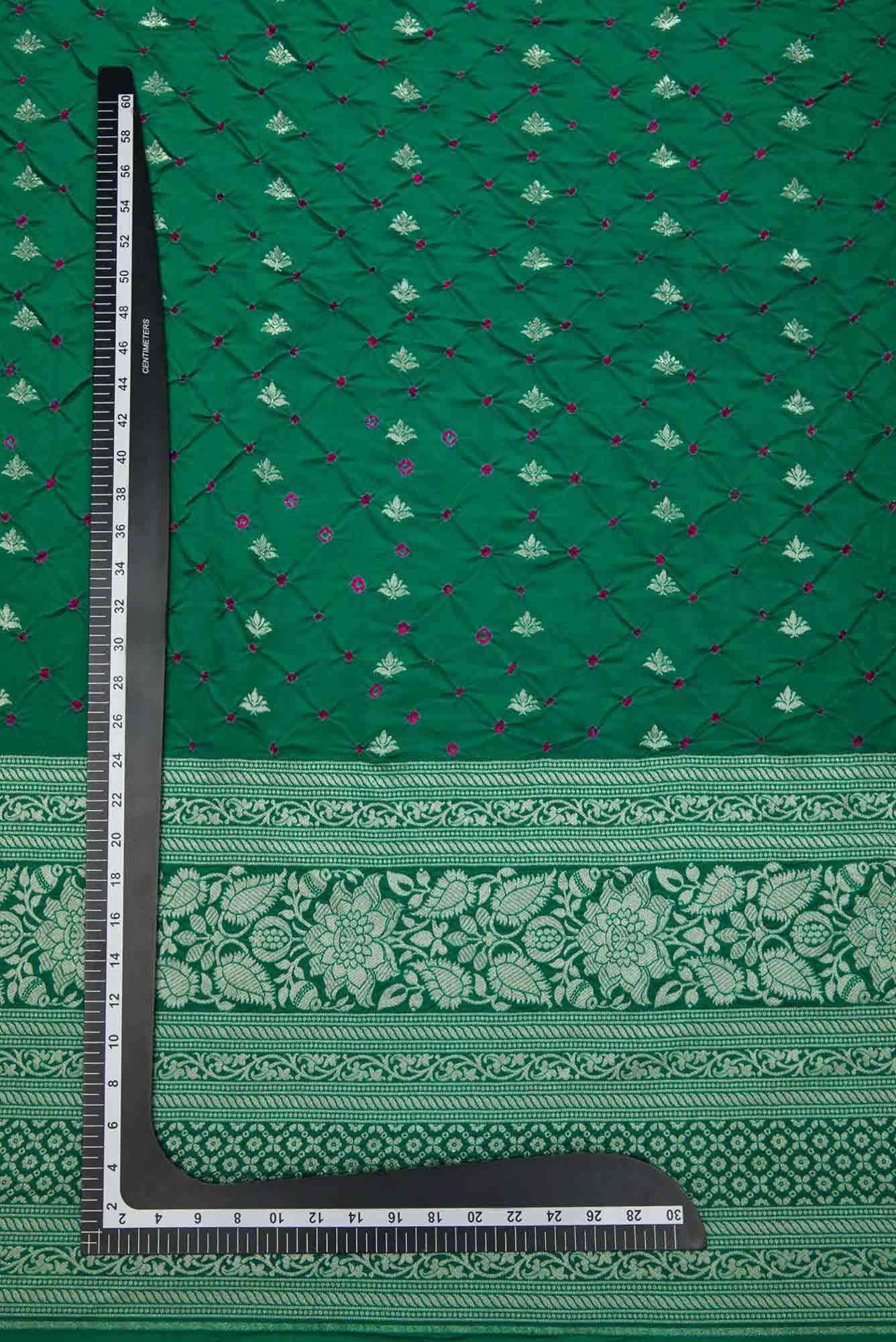 Green Bandhani Silk Dress Material