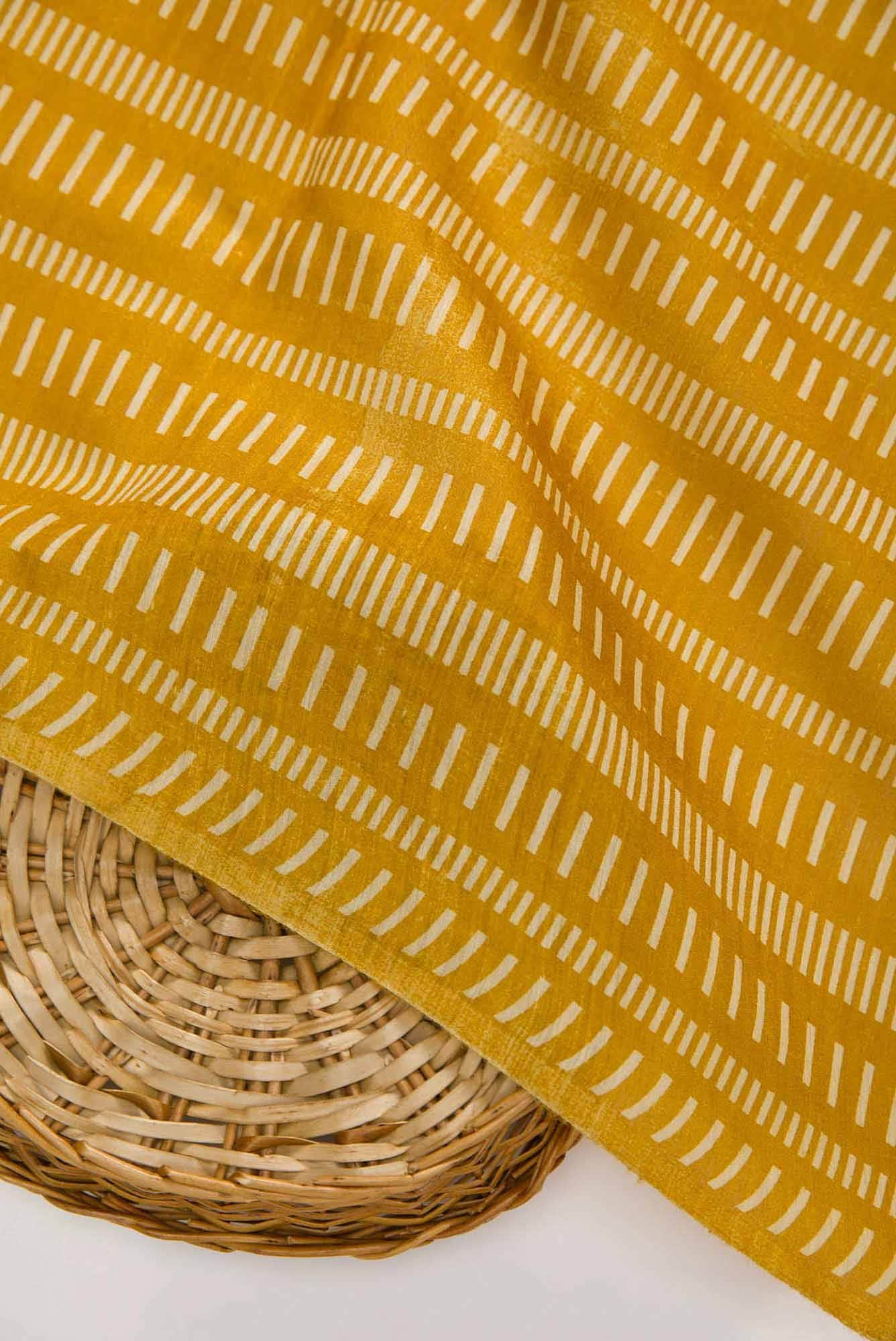 Mustard Chanderi Silk Dress Material