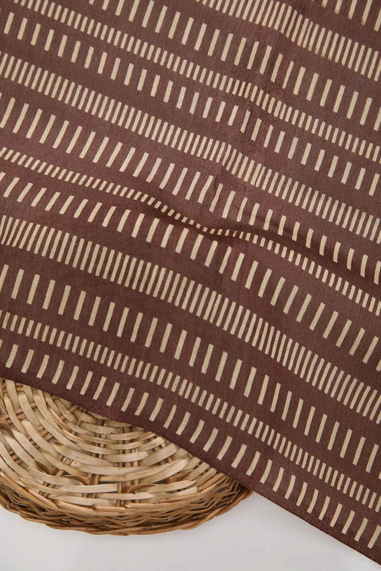 Brown Chanderi Silk Dress Material