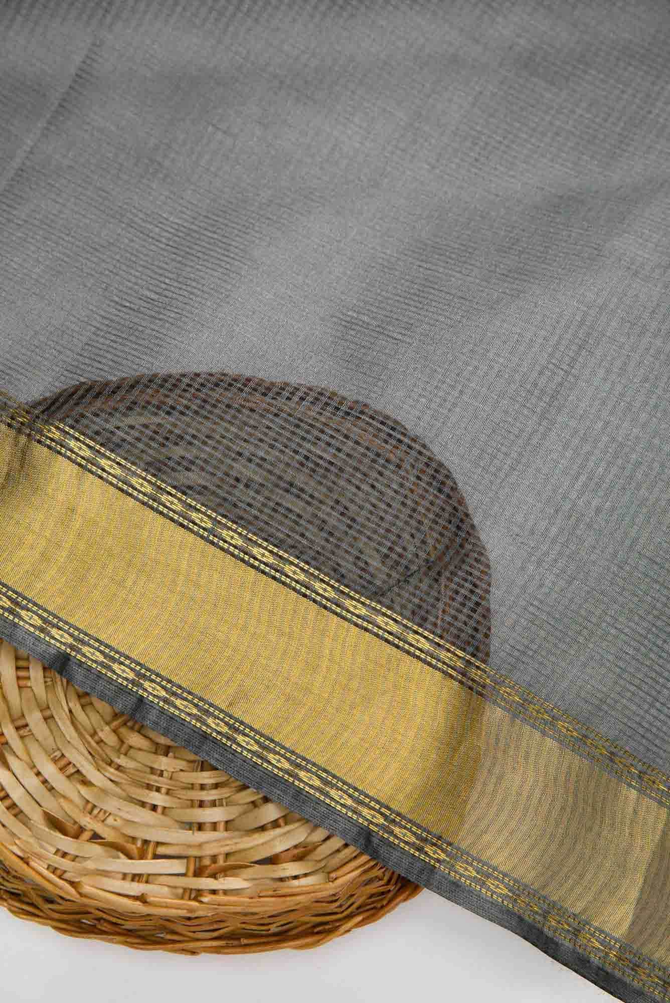 Grey Tussar Silk Dress Material