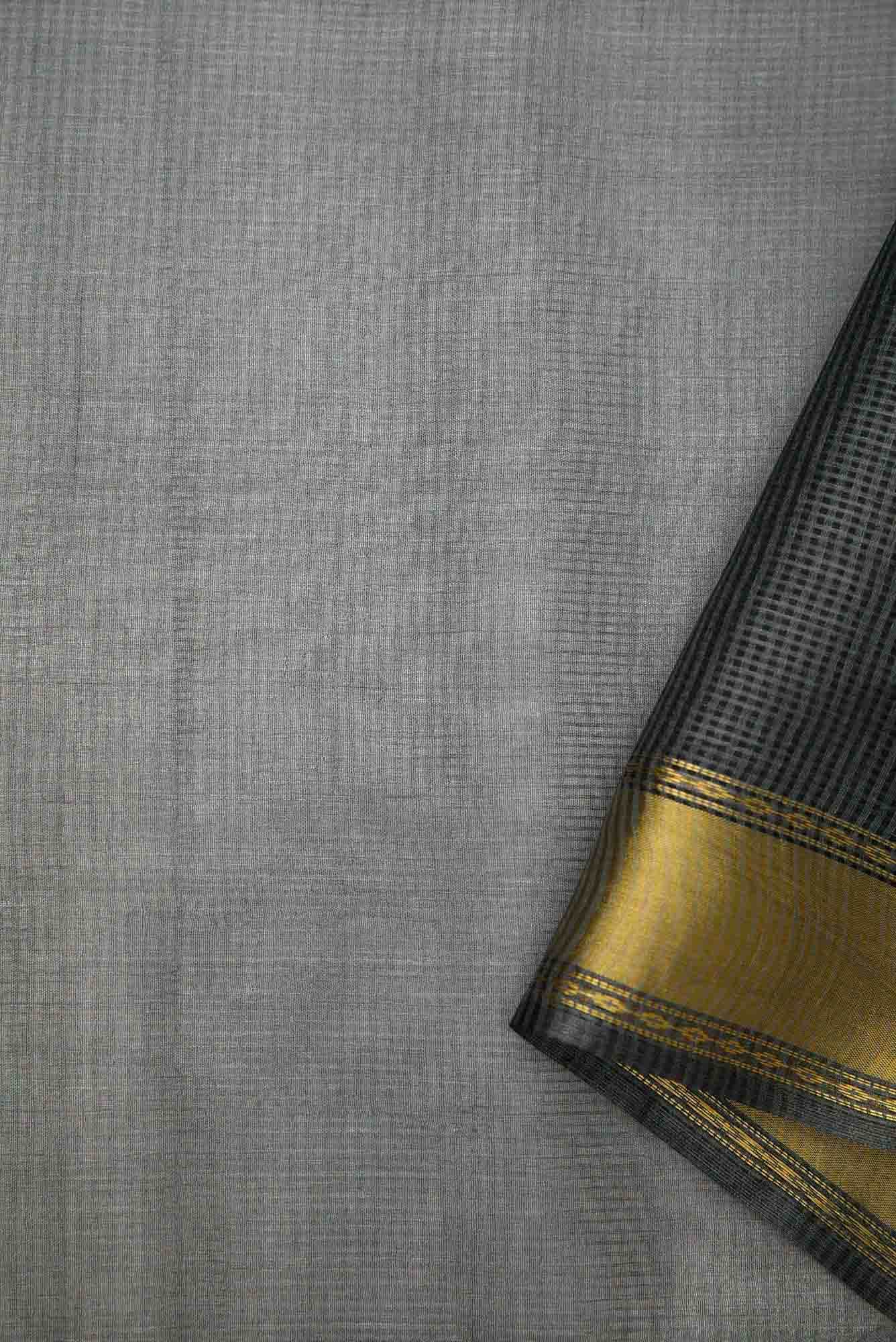 Grey Tussar Silk Dress Material