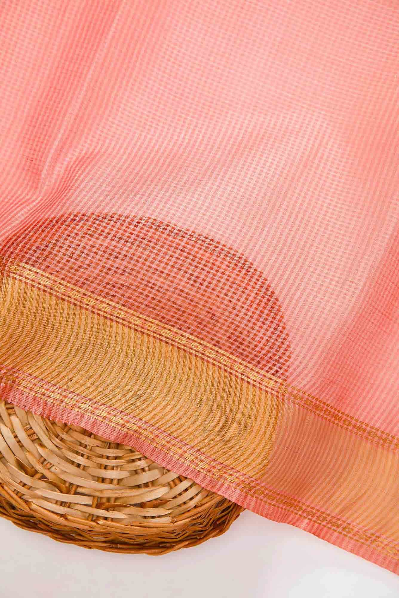 Peach Tussar Silk Dress Material