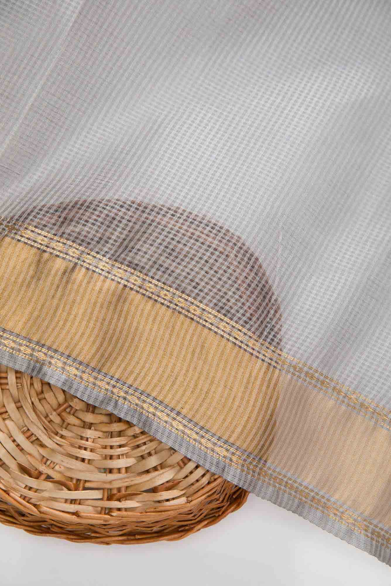 Grey Tussar Silk Dress Material