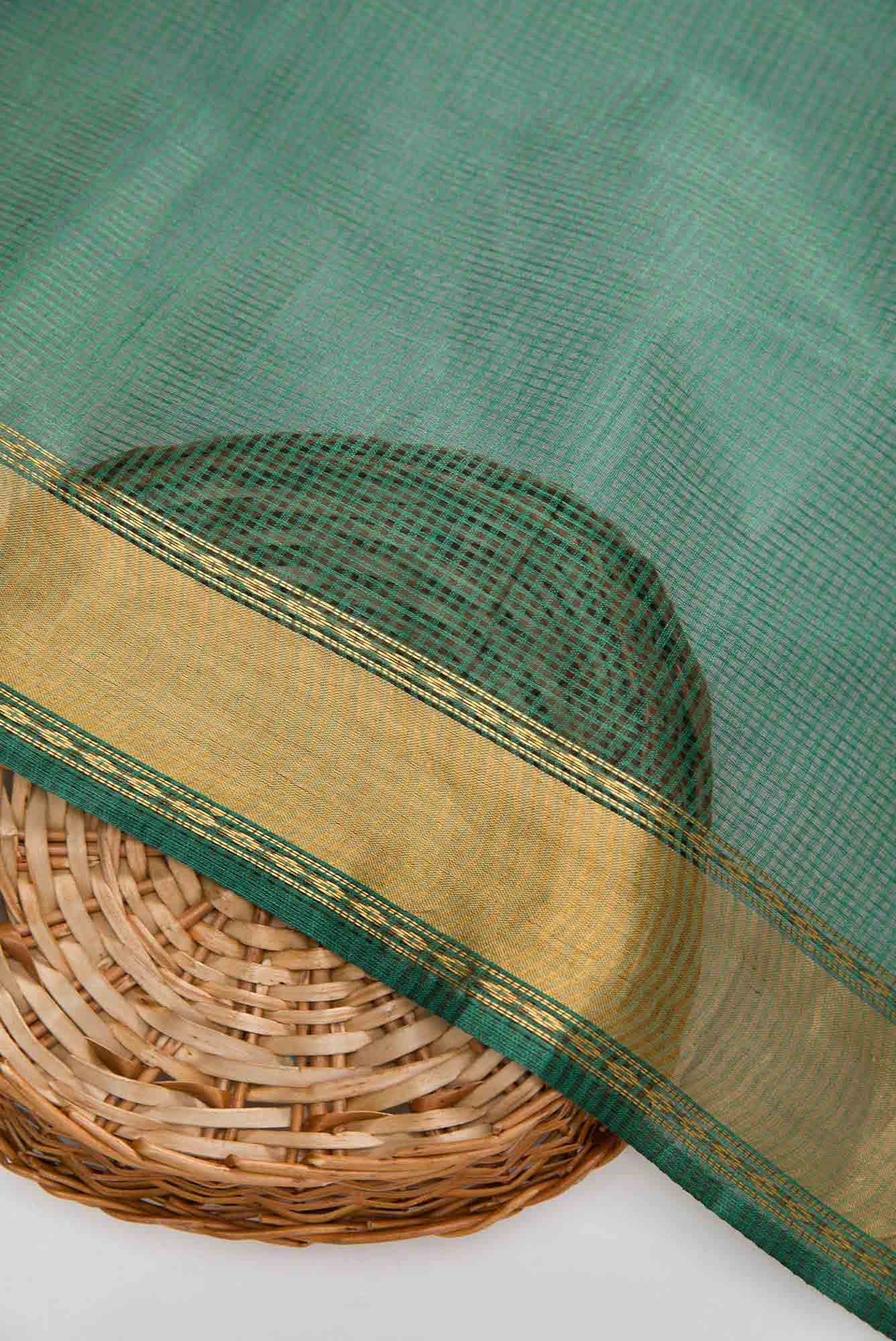Green Tussar Silk Dress Material