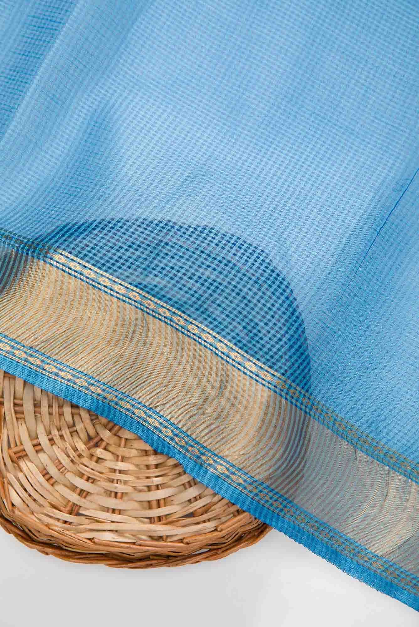 Blue Tussar Silk Dress Material
