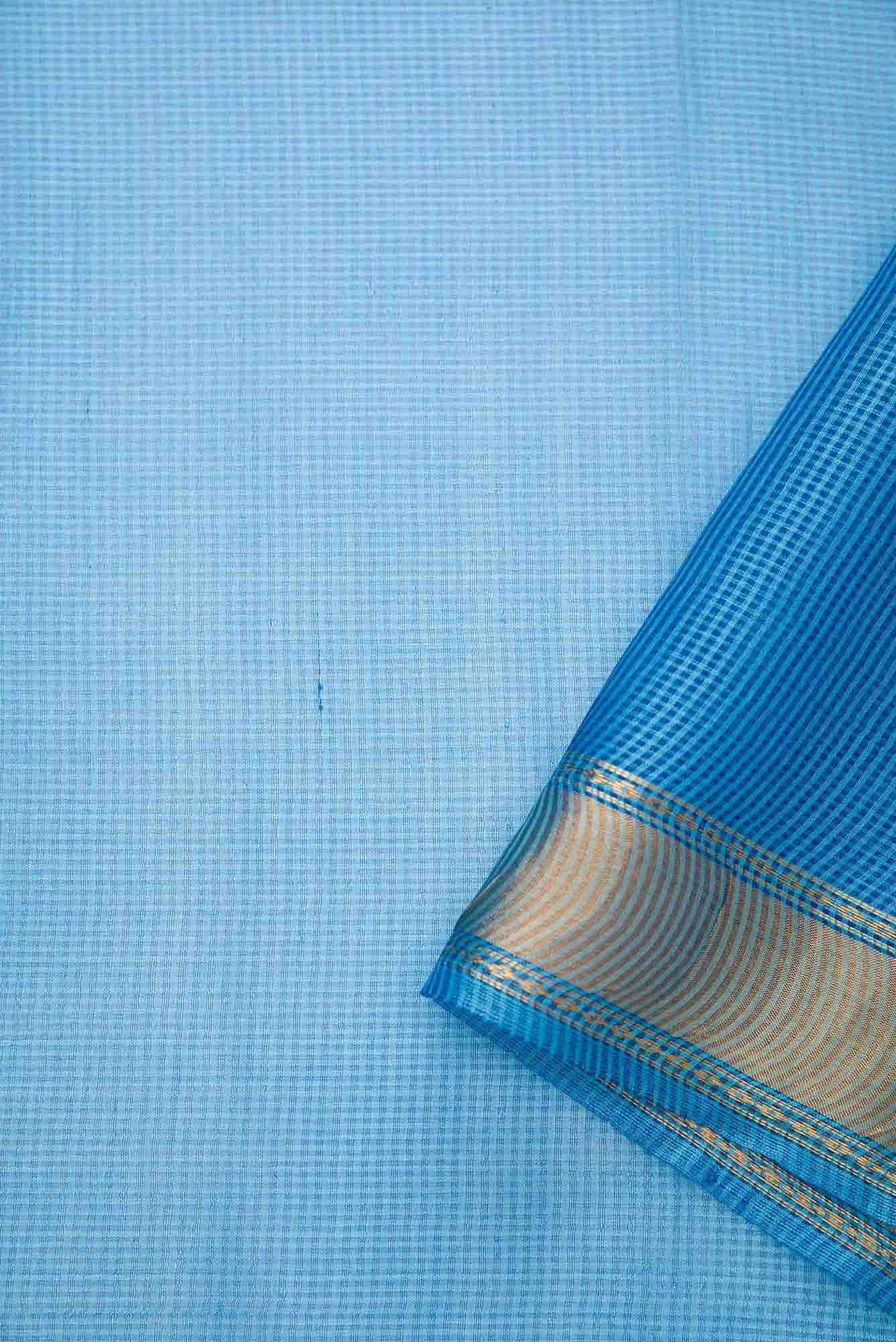 Blue Tussar Silk Dress Material