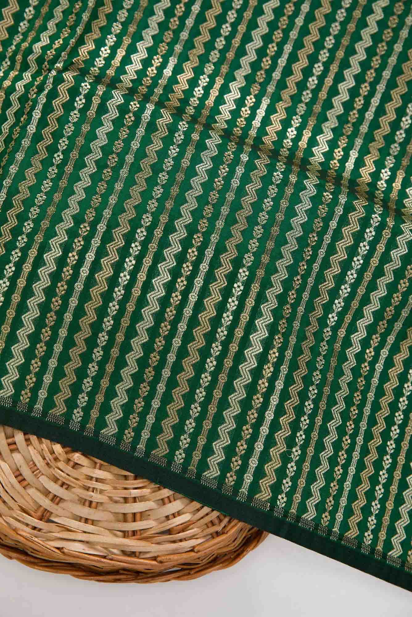 Green Banarasi Silk Dress Material