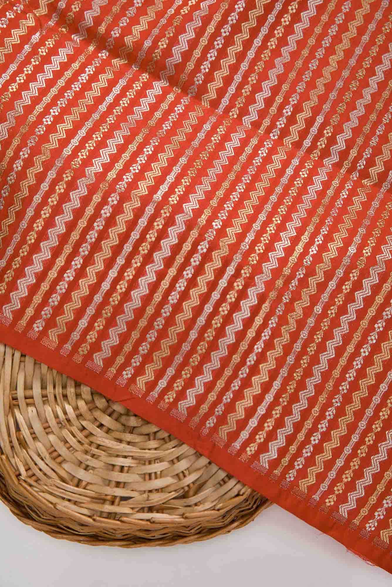 Red Banarasi Silk Dress Material