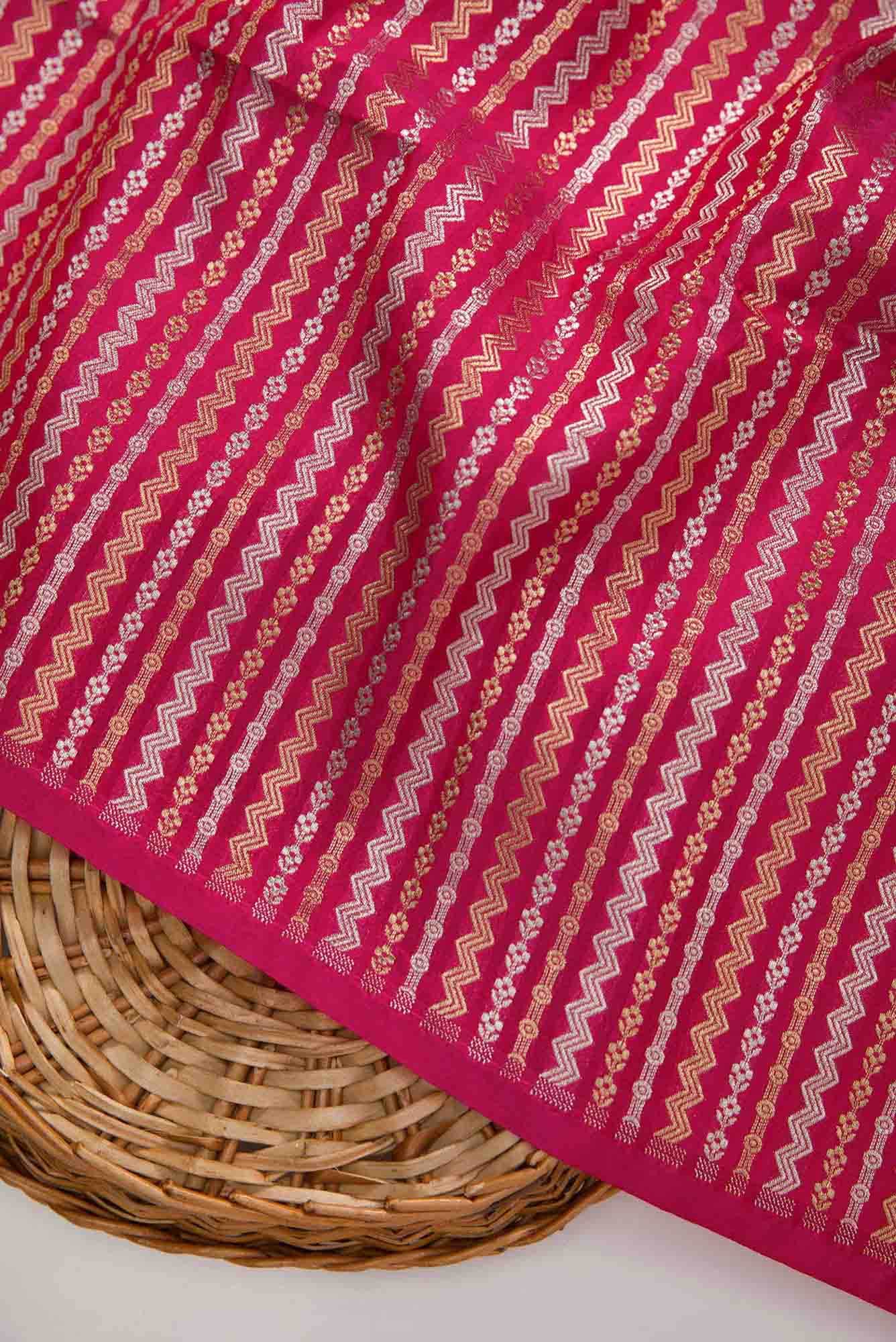 Dark Pink Banarasi Silk Dress Material