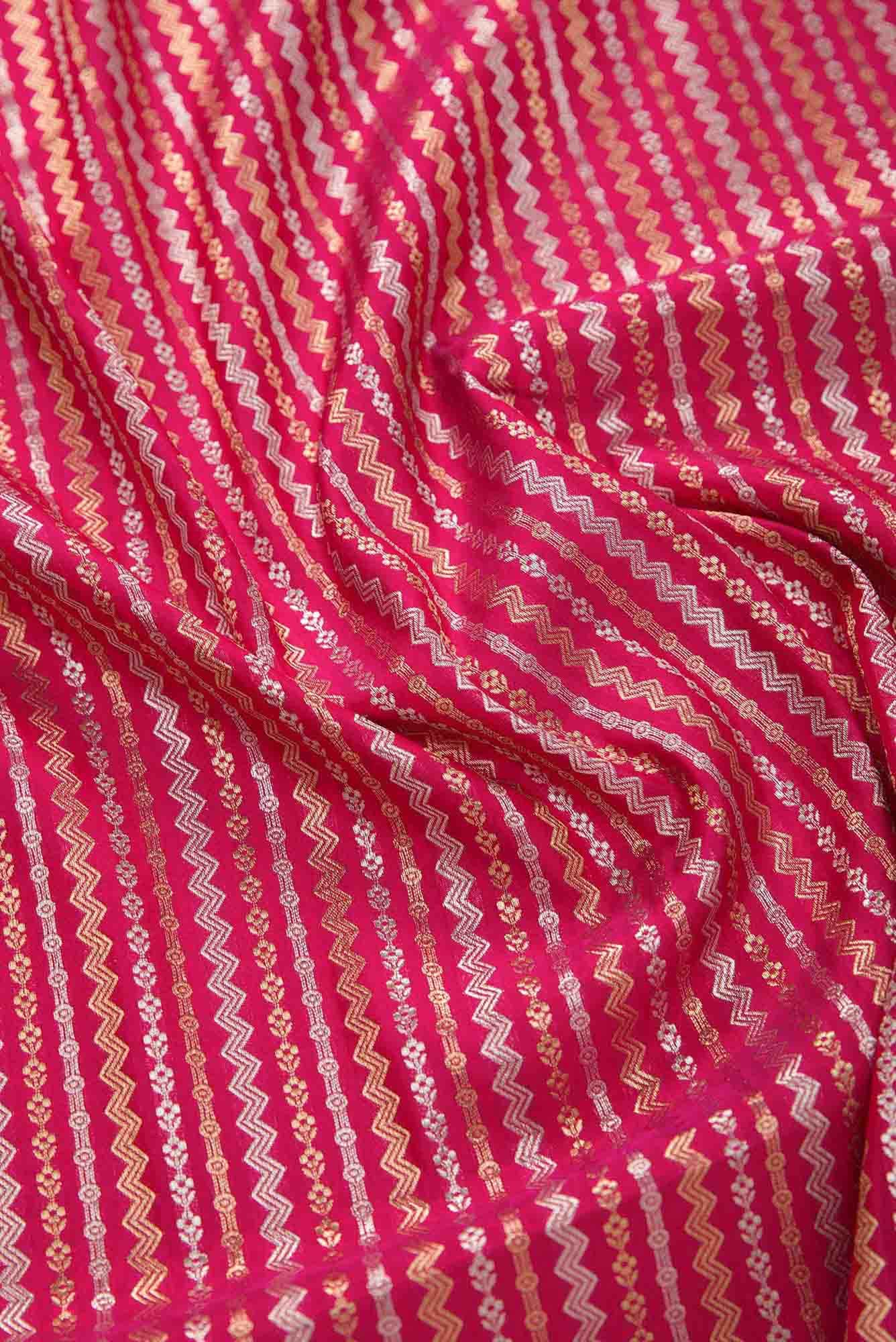 Dark Pink Banarasi Silk Dress Material
