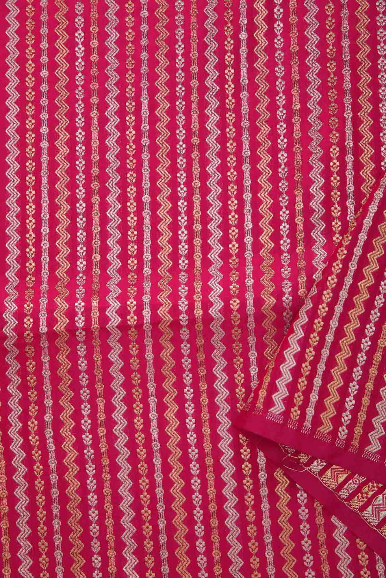 Dark Pink Banarasi Silk Dress Material