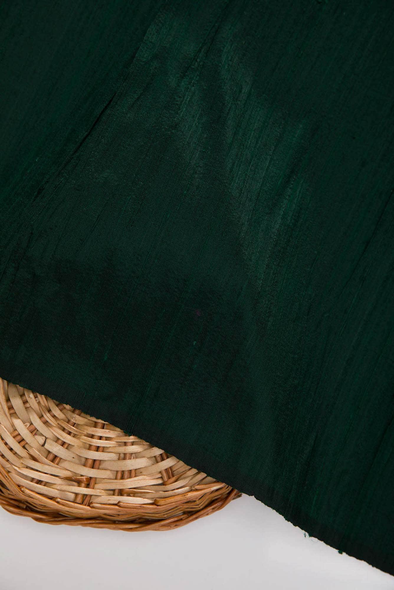 Bottle Green Raw Silk Dress Material