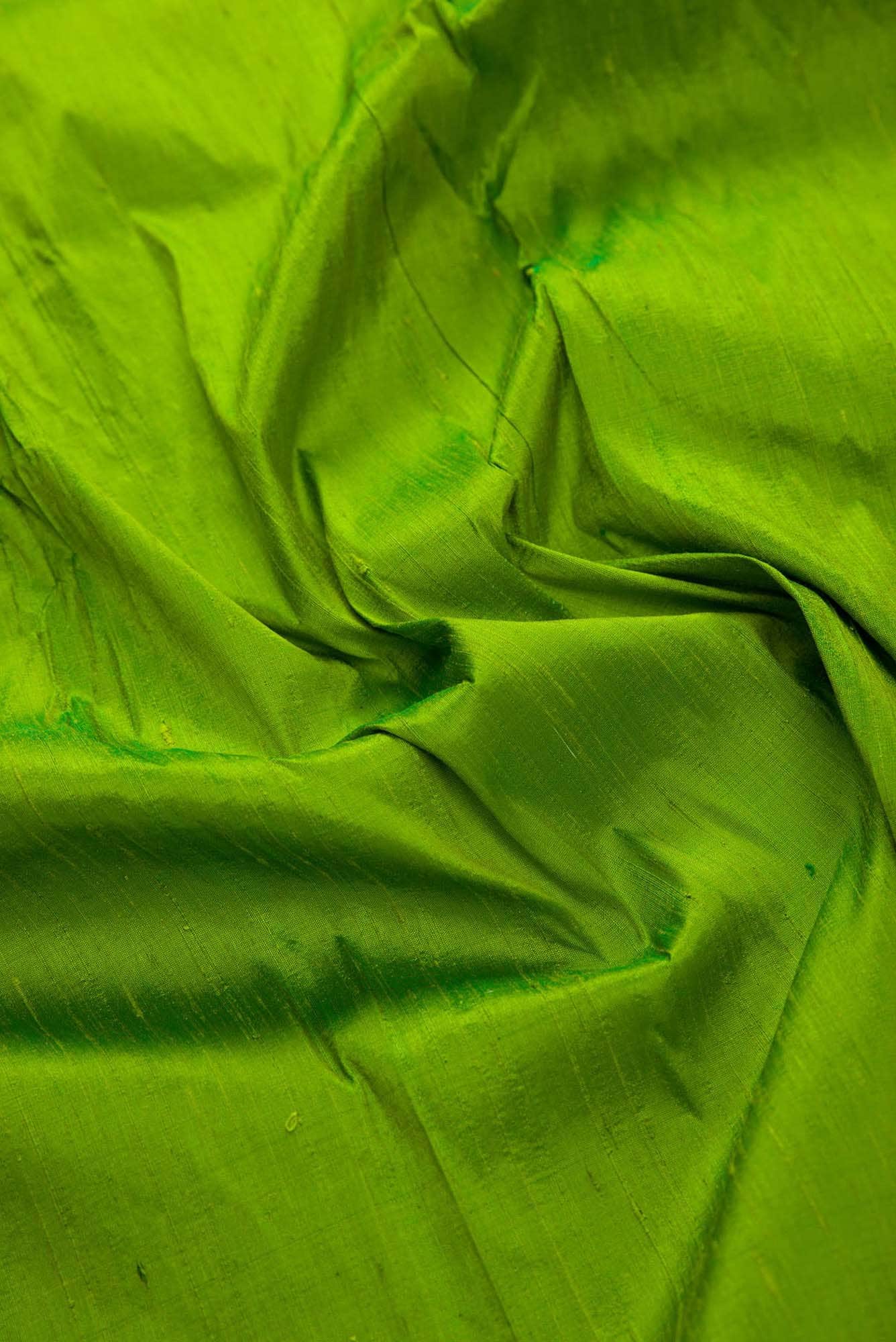 Parrot Green Raw Silk Dress Material