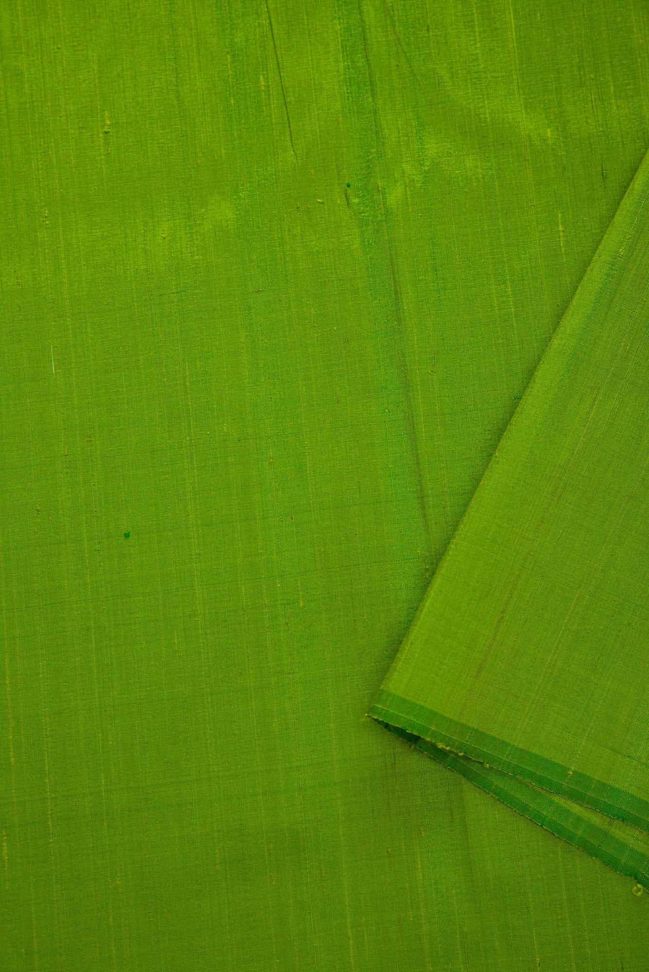 Parrot Green Raw Silk Dress Material