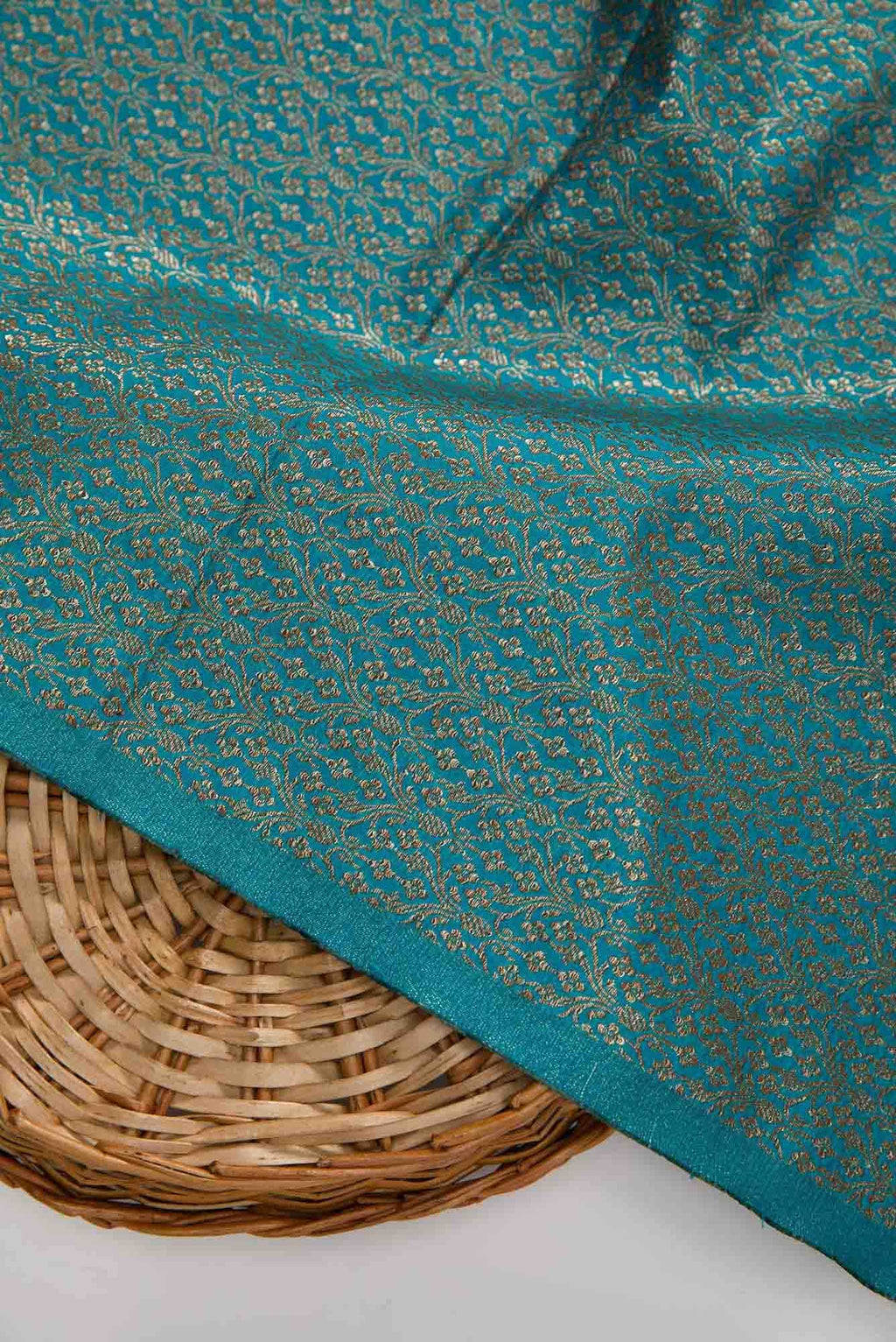 Sky Blue Blended Banarasi Silk Dress Material