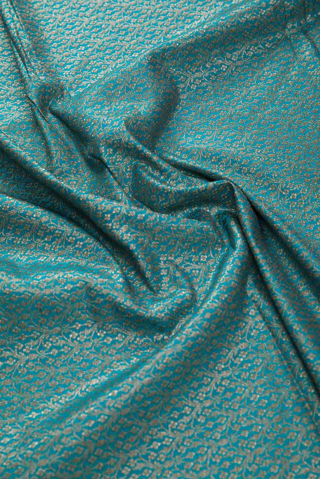 Sky Blue Blended Banarasi Silk Dress Material