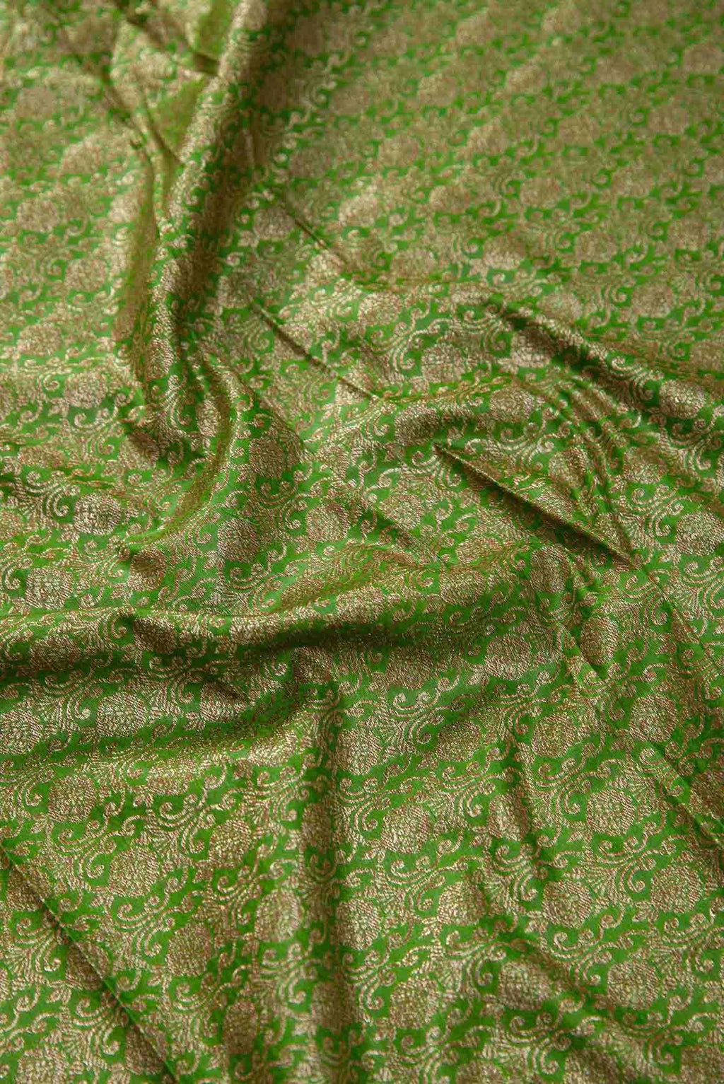 Green Blended Banarasi Silk Dress Material
