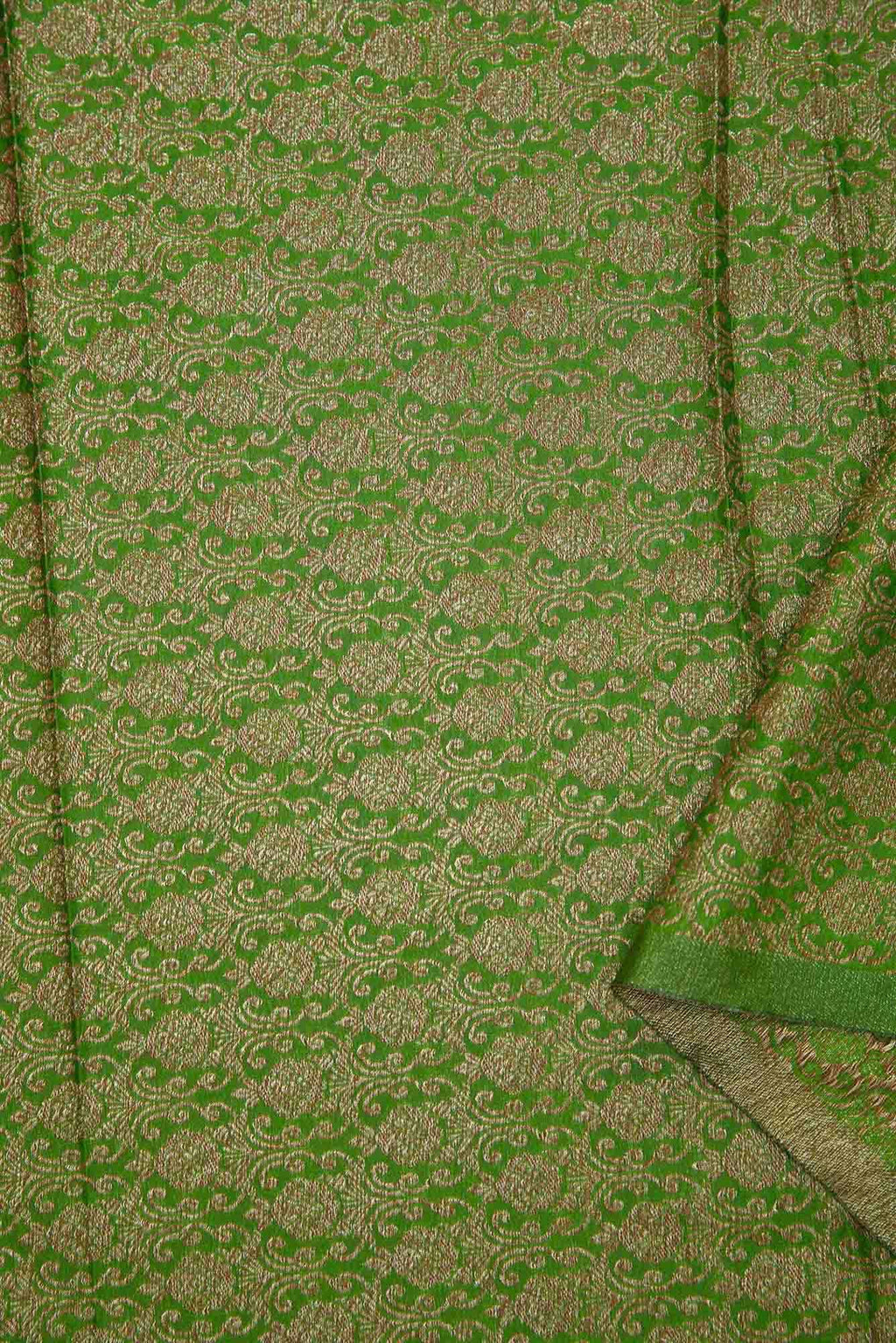 Green Blended Banarasi Silk Dress Material