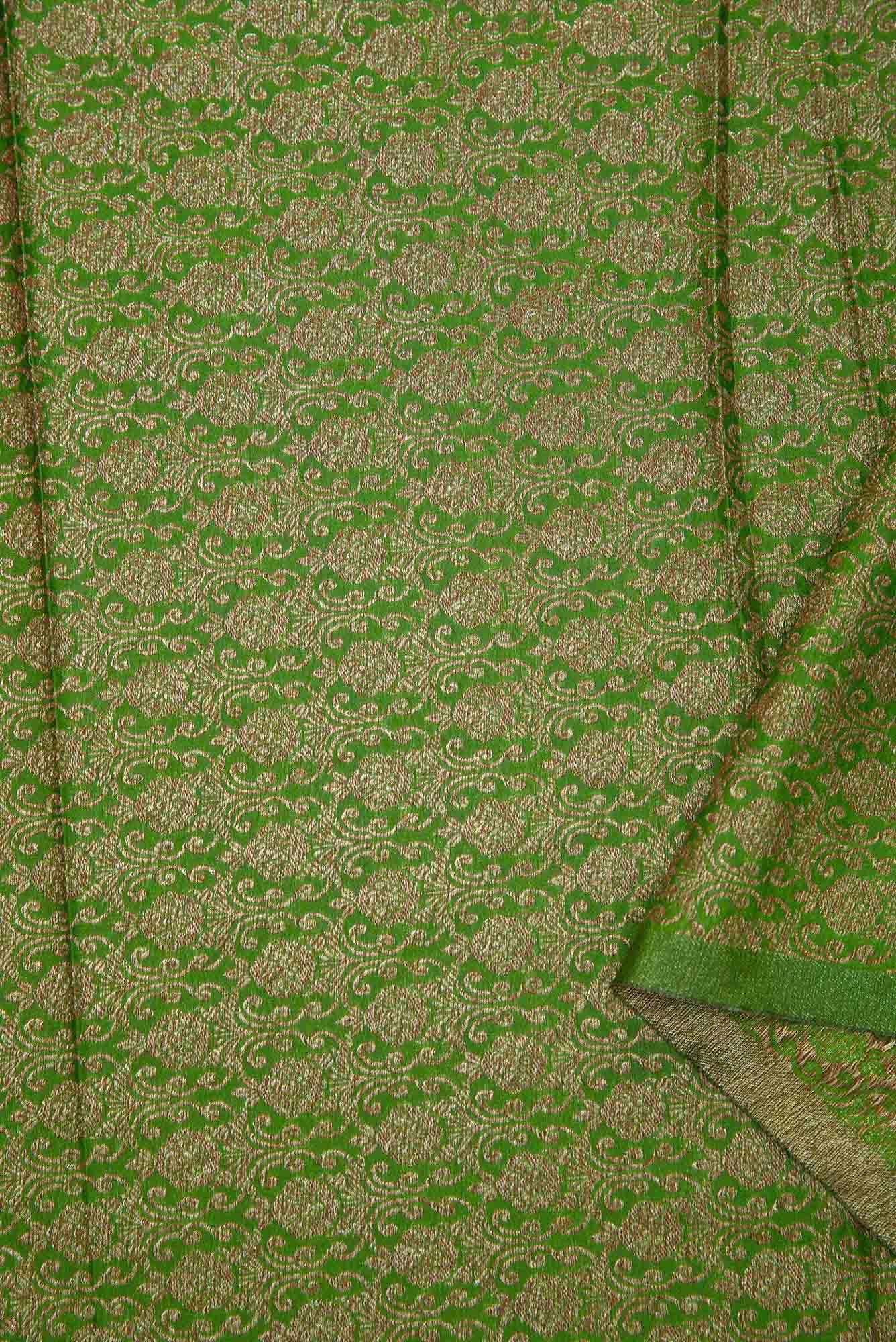 Green Blended Banarasi Silk Dress Material