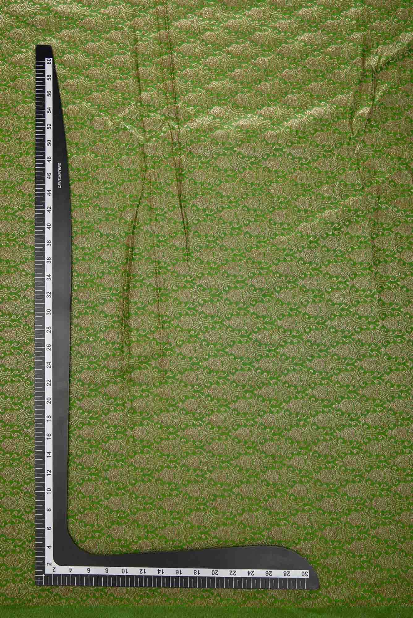 Green Blended Banarasi Silk Dress Material