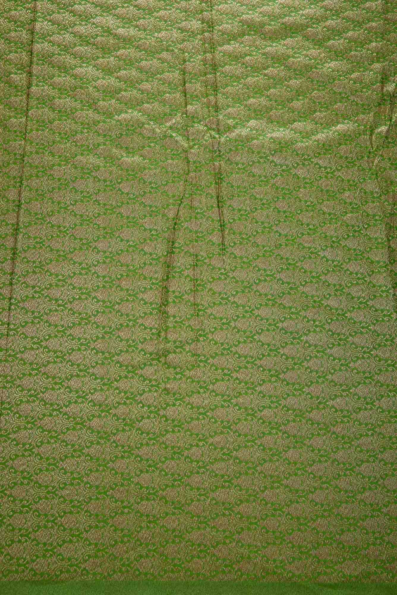 Green Blended Banarasi Silk Dress Material