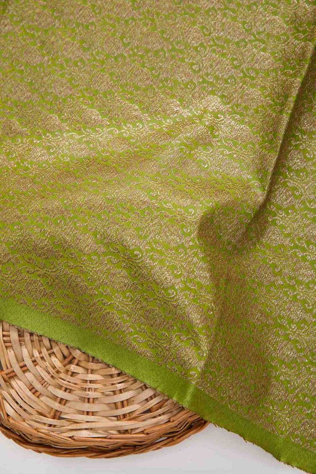 Mehandi Green Banarasi Silk Dress Material