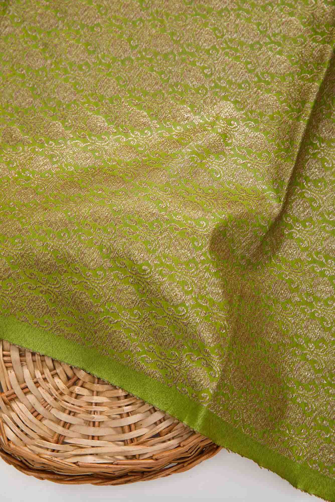 Mehandi Green Banarasi Silk Dress Material