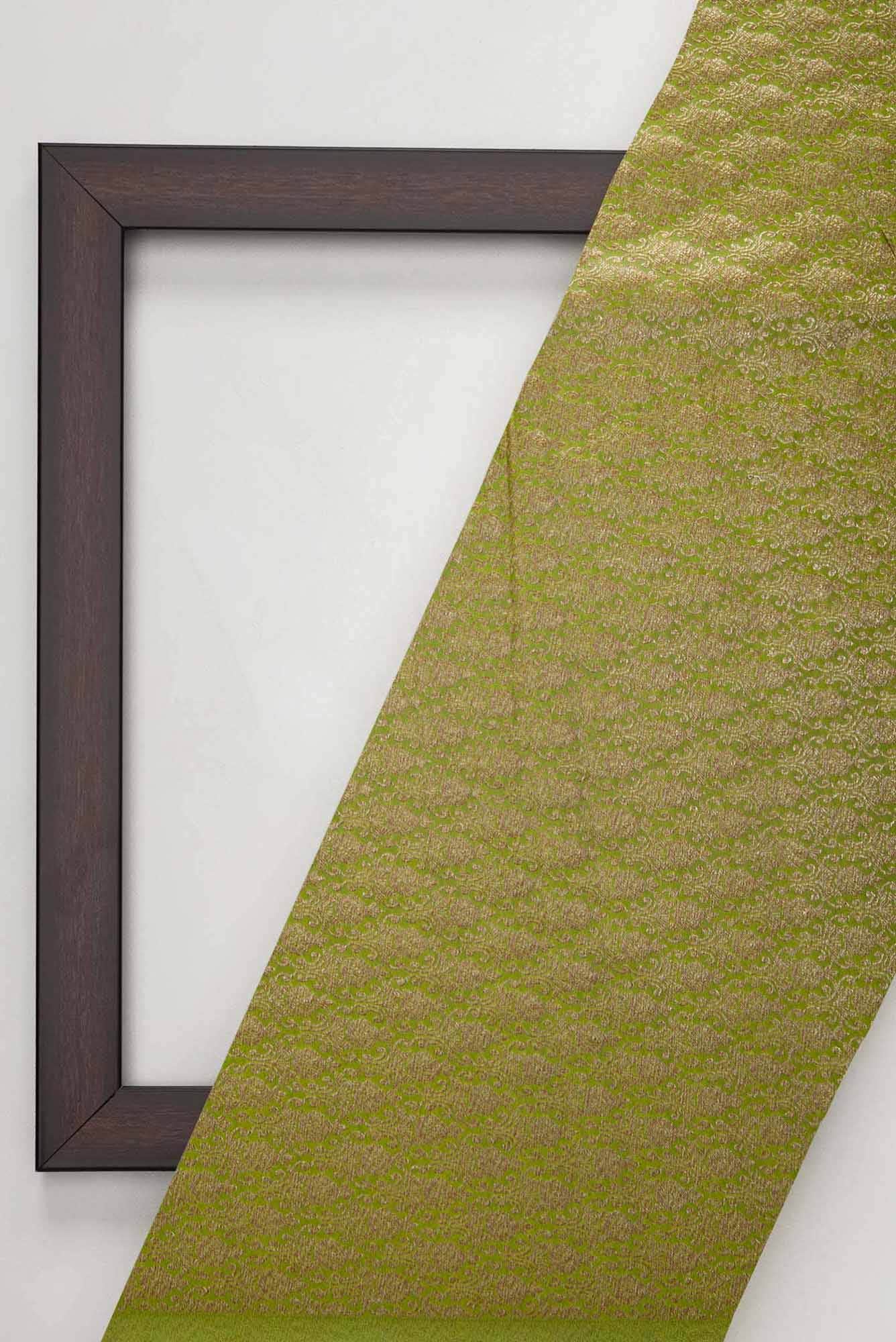 Mehandi Green Banarasi Silk Dress Material