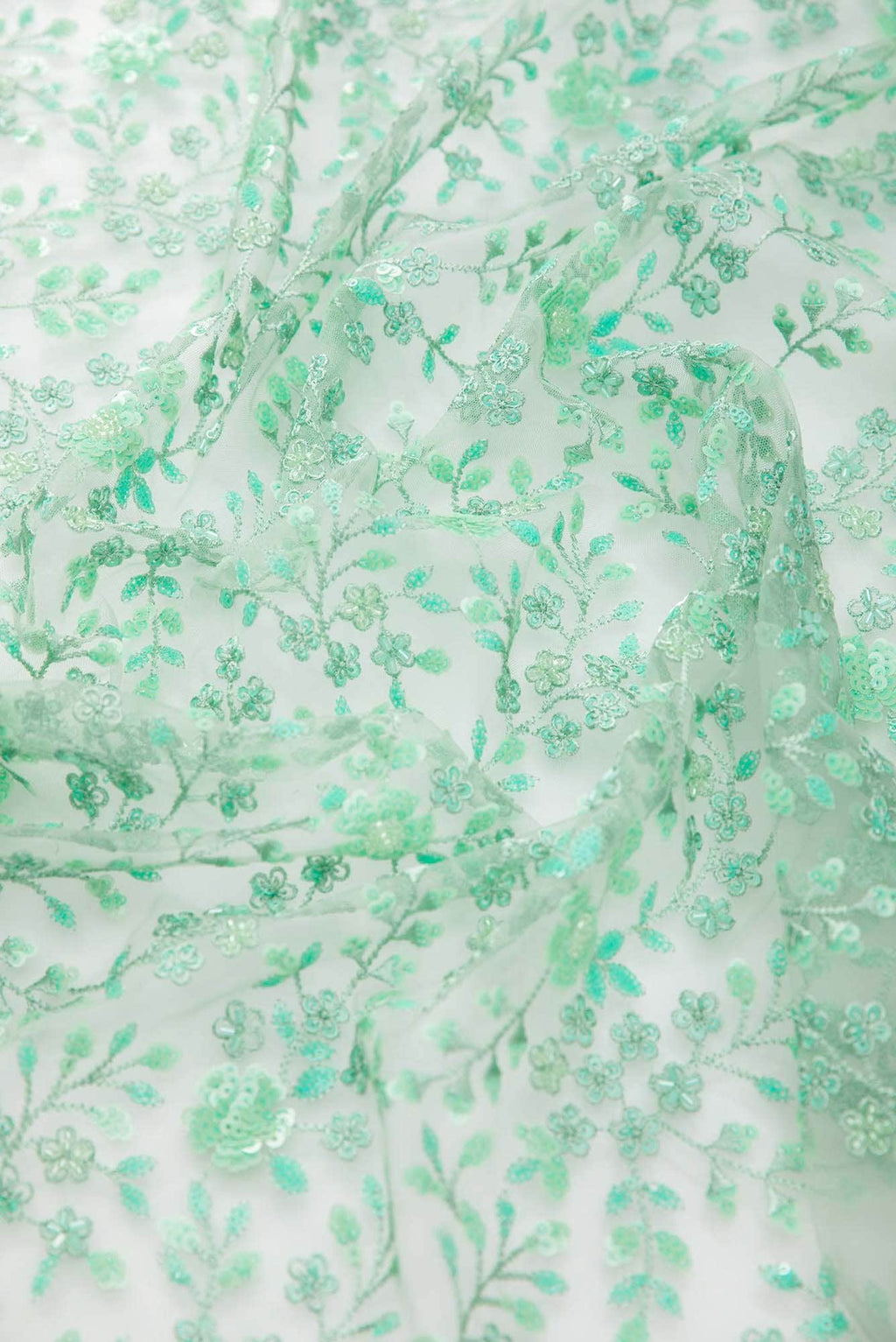 Green Embroidery Net Dress Material