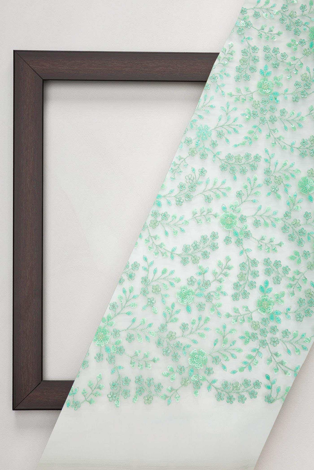 Green Embroidery Net Dress Material