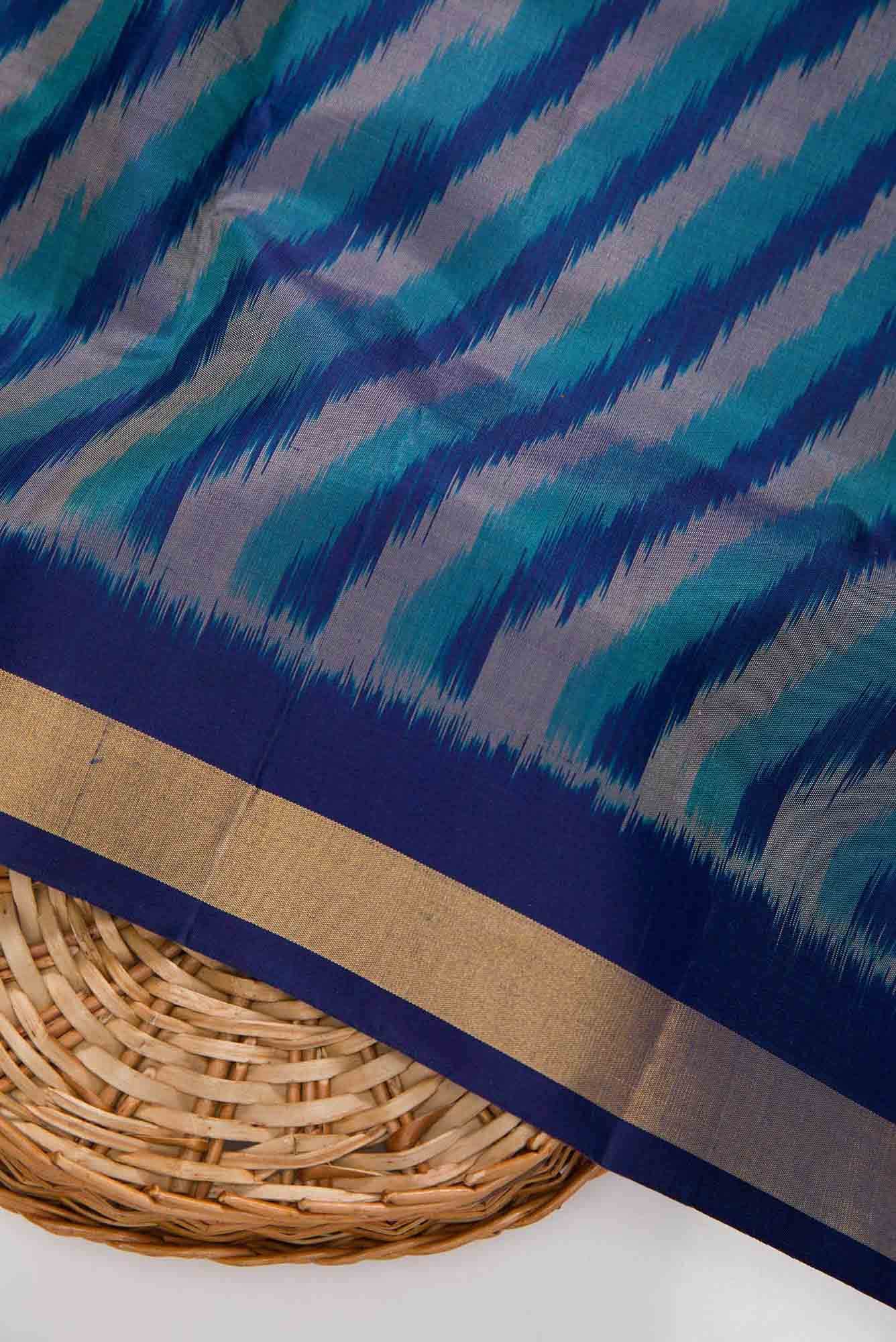 Royal Blue Double Ikat Dress Material