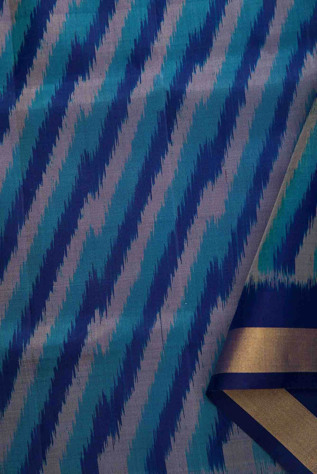 Royal Blue Double Ikat Dress Material