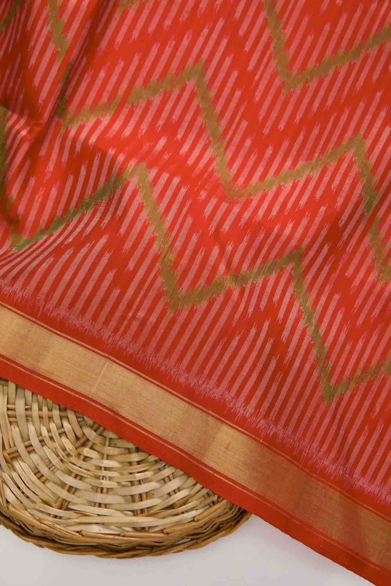 Maroon Double Ikat Dress Material