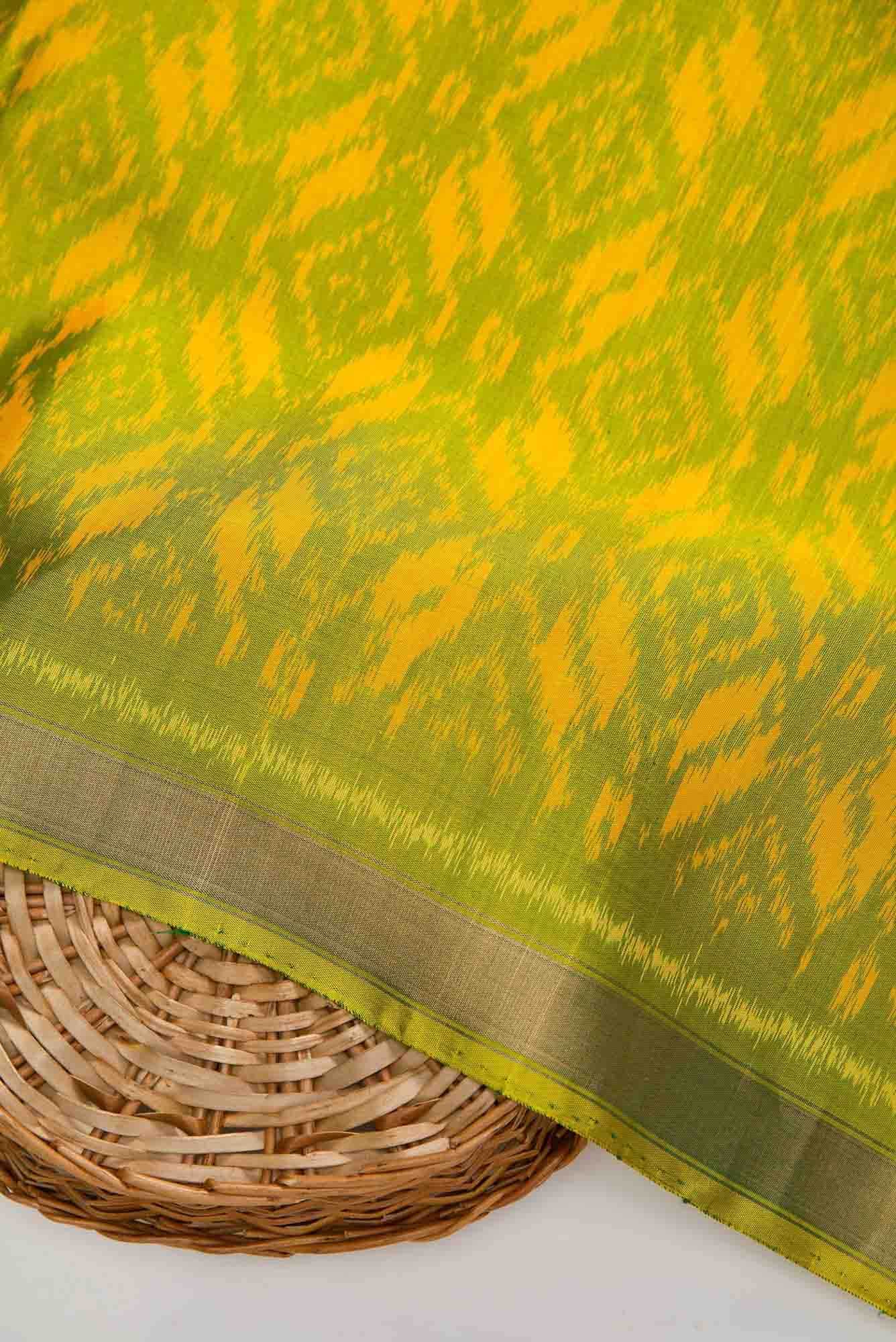 Green Double Ikat Dress Material