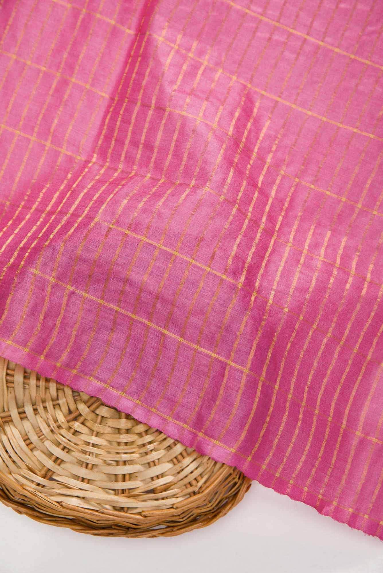 Pink Tussar Silk Dress Material