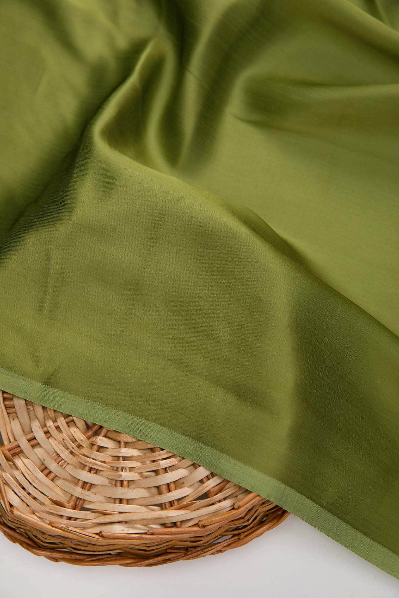 Green Blended Satin Crepe Dress Material