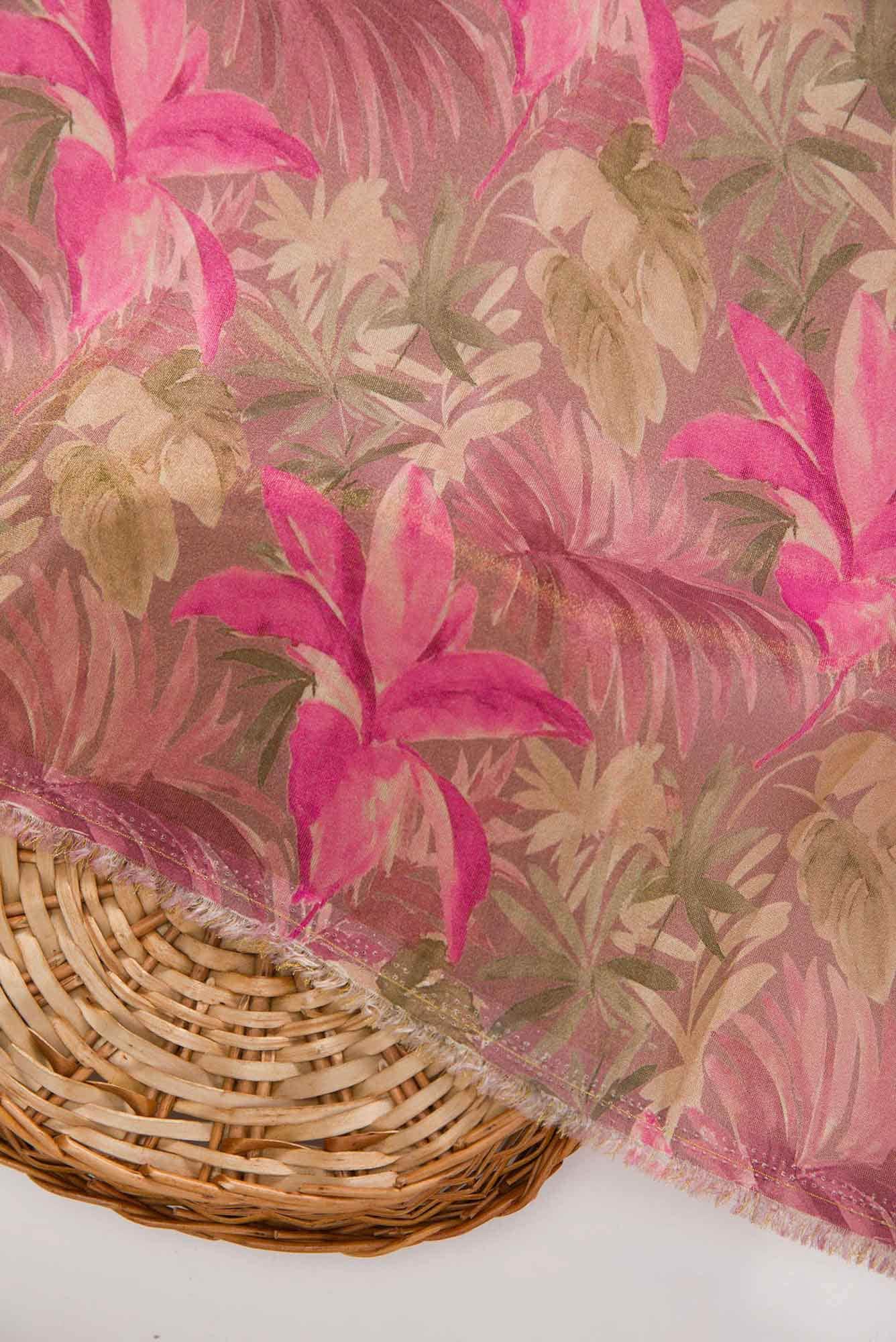 Pink Blended Georgette Dress Material