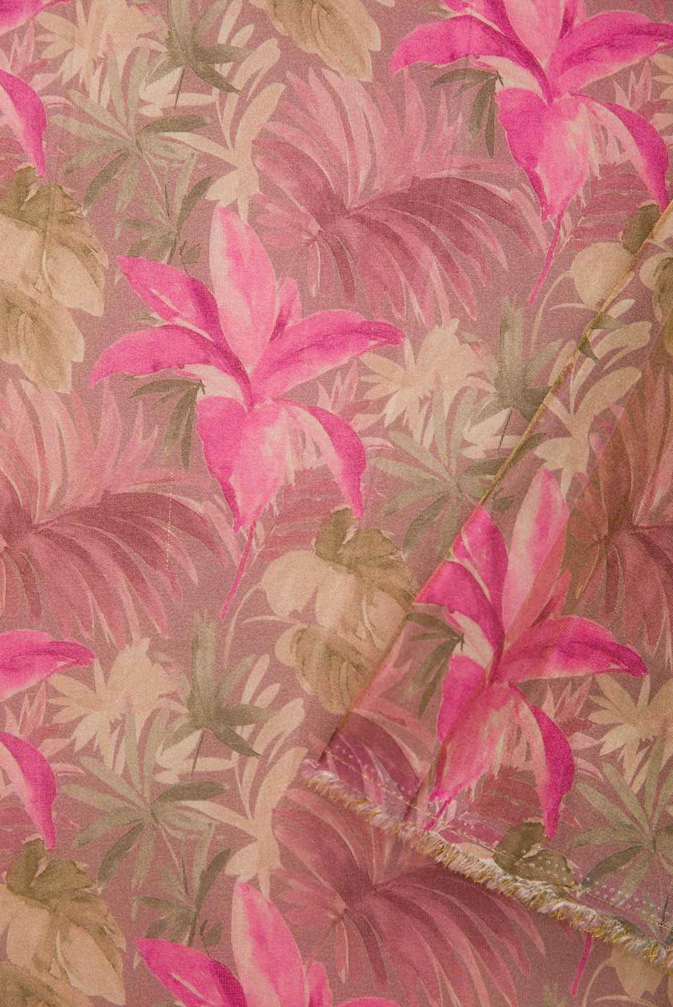 Pink Blended Georgette Dress Material
