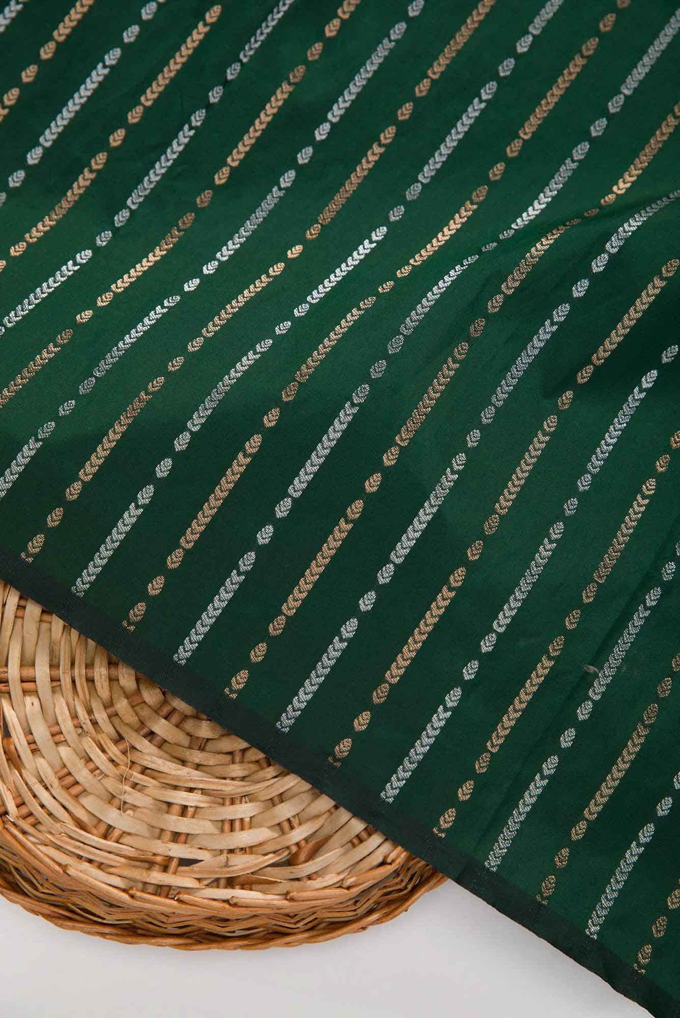 Green Blended Banarasi Silk Dress Material