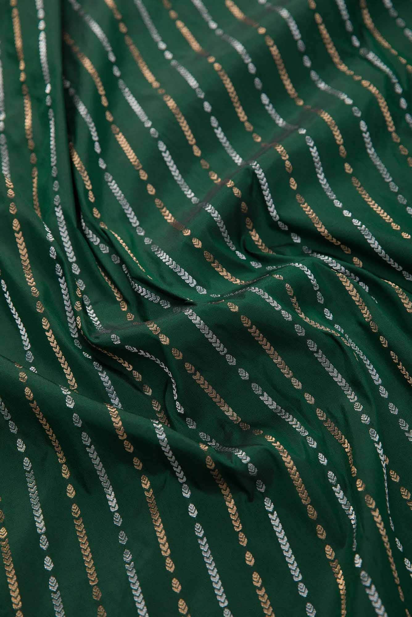 Green Blended Banarasi Silk Dress Material