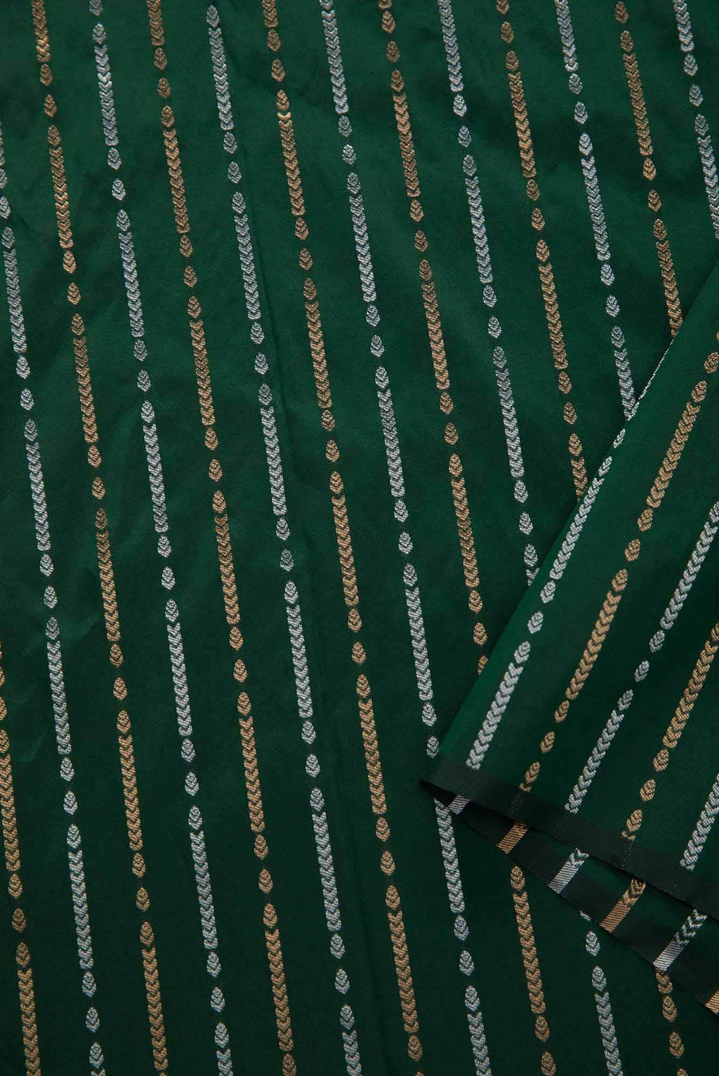 Green Blended Banarasi Silk Dress Material