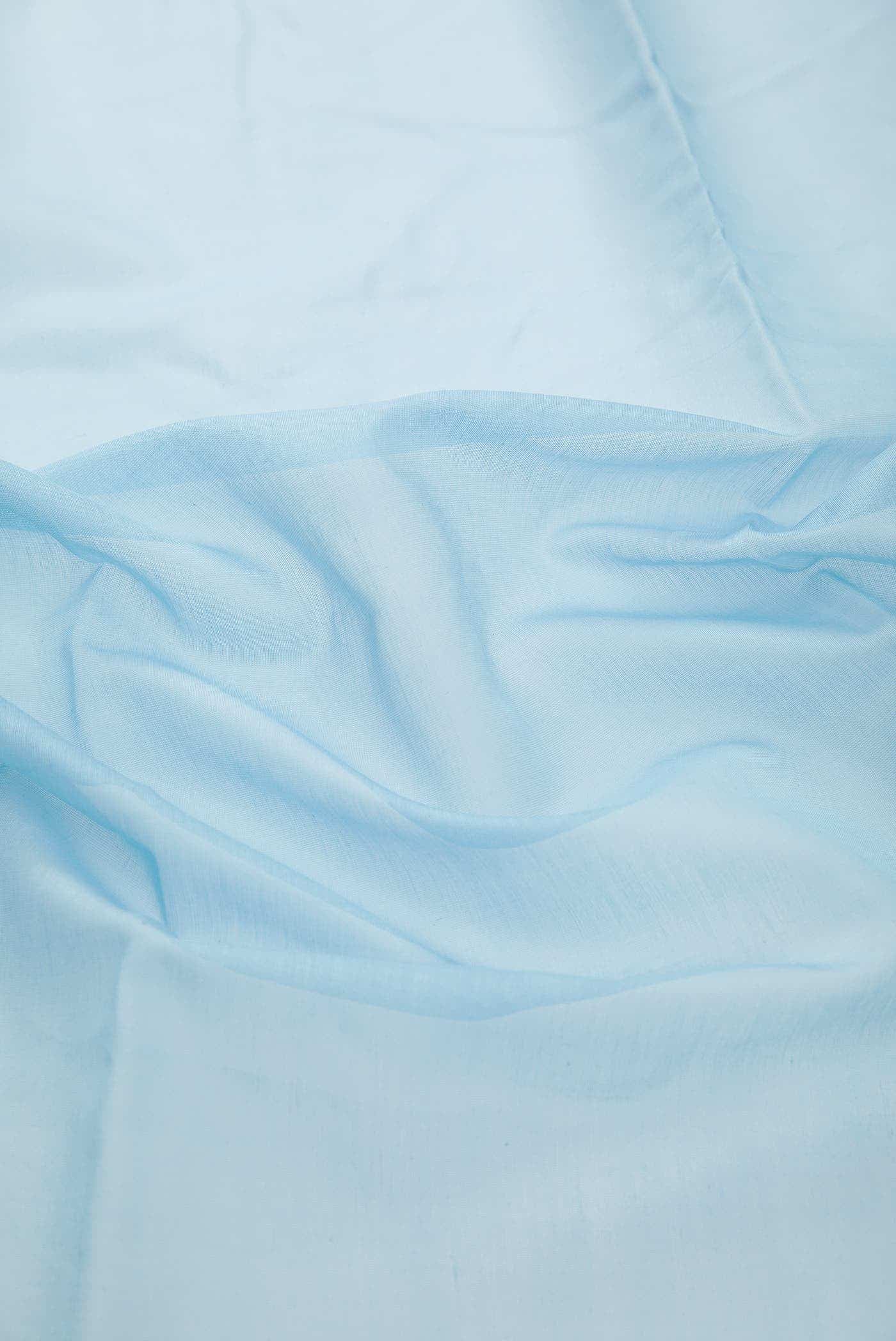 Blue Chanderi Silk Dress Material